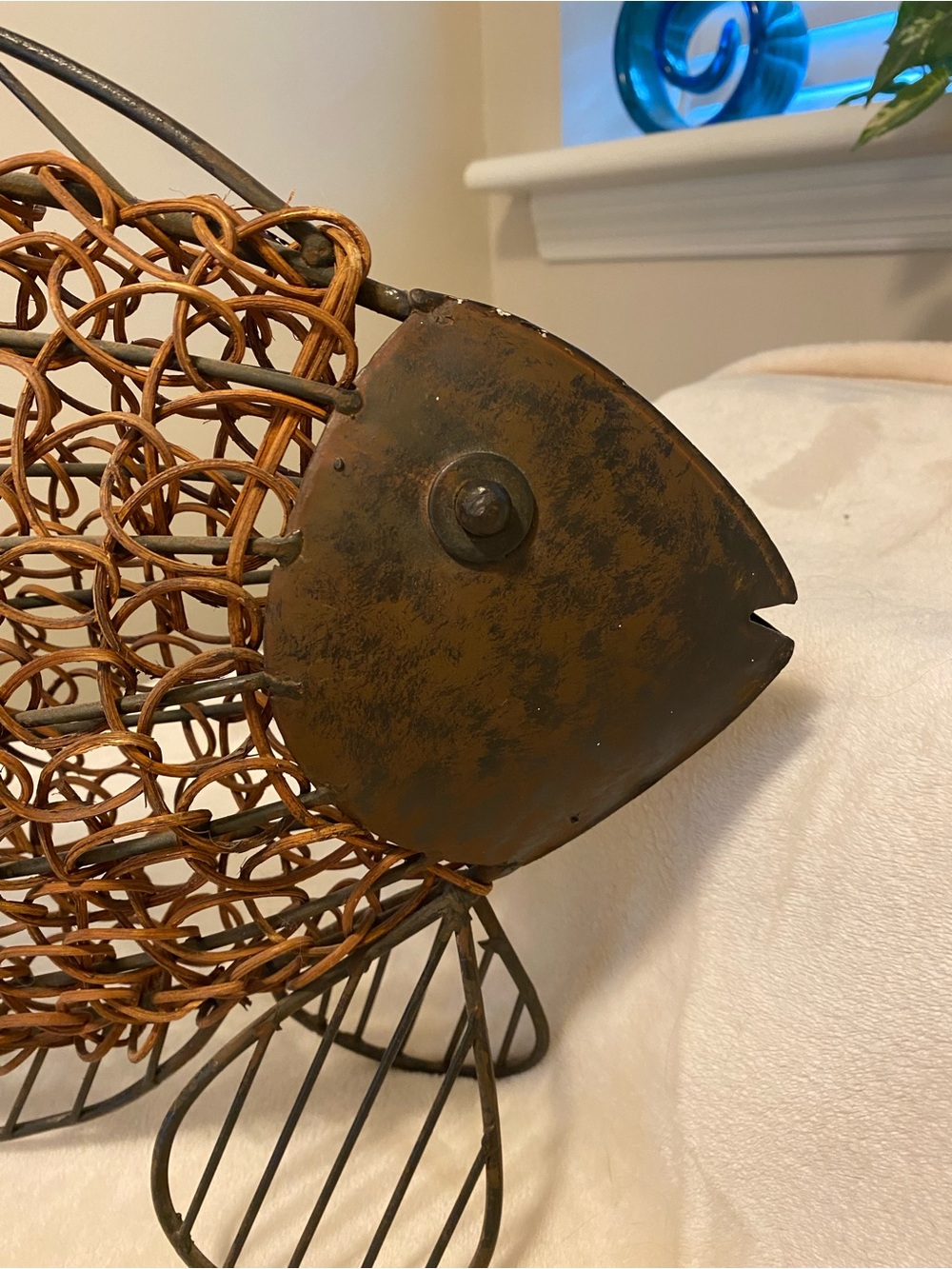 Vintage Woven Metal Fish Sculpture - Picture 4 of 10